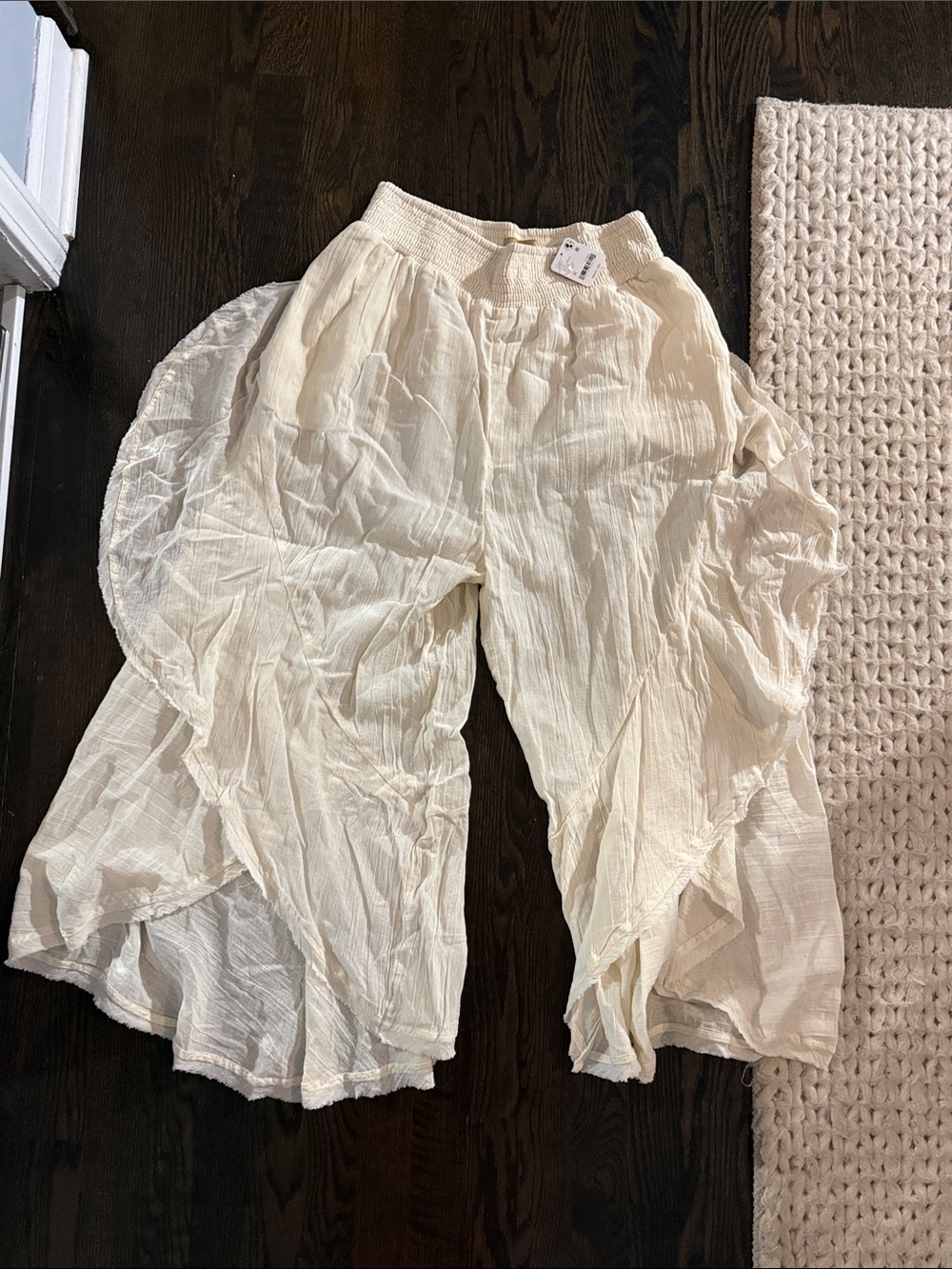 Free People Cream Wide Leg Layered Gauze Pants - Picture 6 of 7
